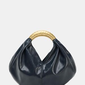Zara Navy Hobo Bag with Gold Handle